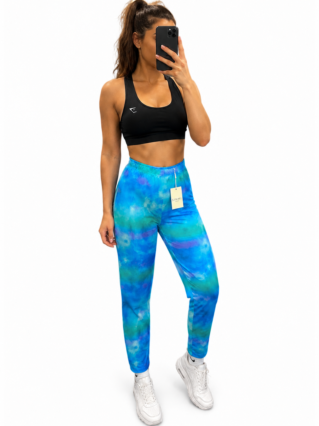 Colanți sport SIMMI London – imprimeu tie-dye albastru