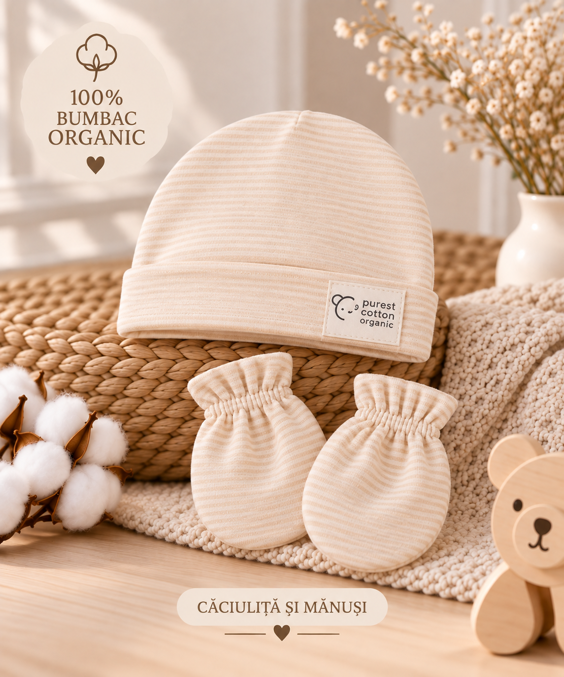 Set cadou premium pentru bebeluși – 100% bumbac organic