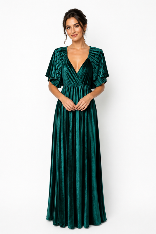 Rochie verde smarald catifea